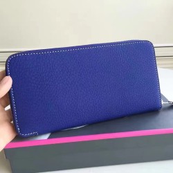 Hermes Blue Electric Clemence Azap Zipped Wallet TDBS27721