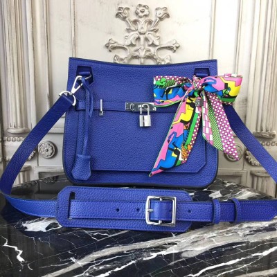 Hermes Blue Electric Clemence Jypsiere 28cm Bag TDBS26416