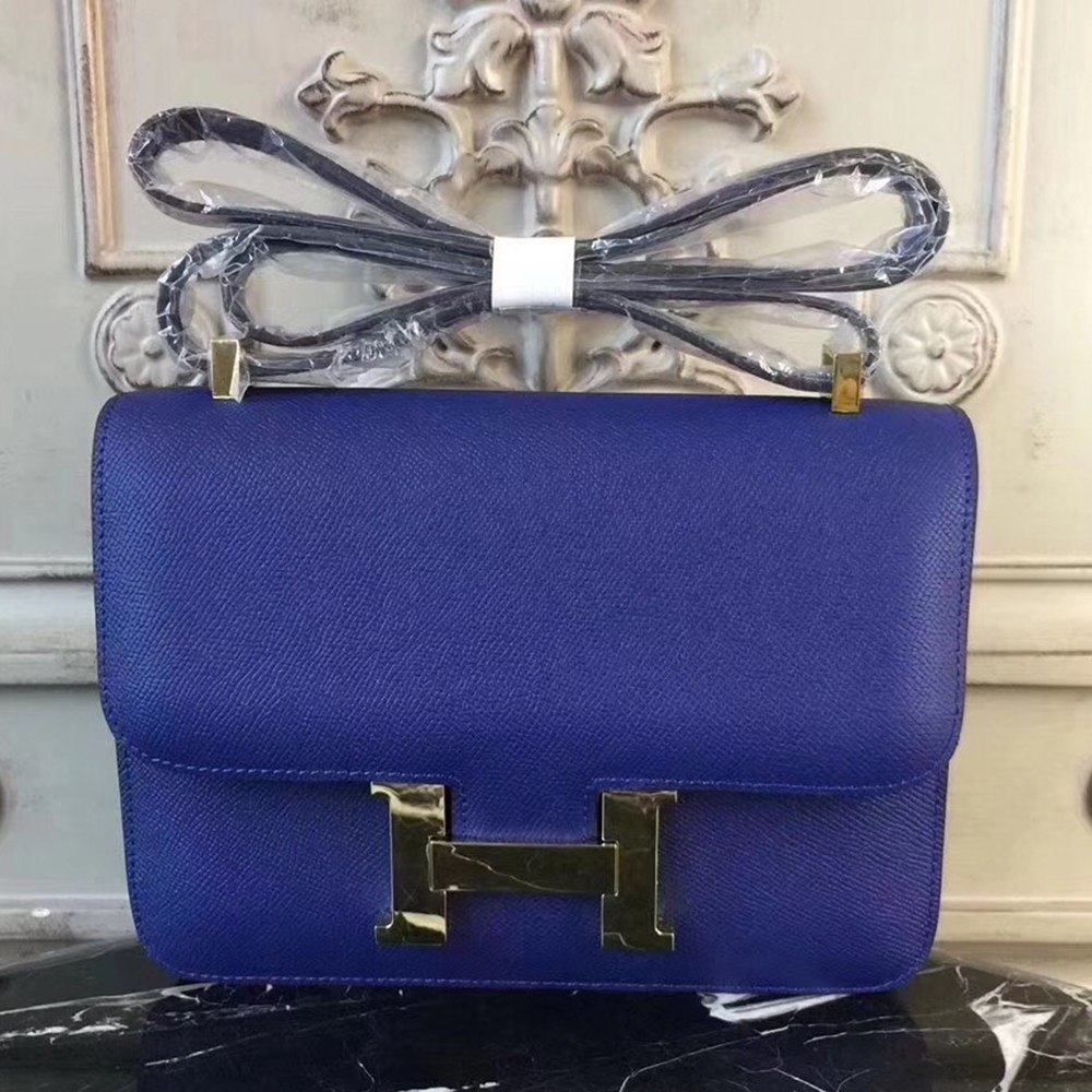 Hermes Blue Electric Constance MM 24cm Epsom Leather Bag TDBS26452