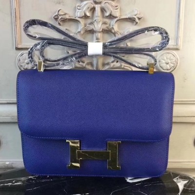 Hermes Blue Electric Constance MM 24cm Epsom Leather Bag TDBS26452