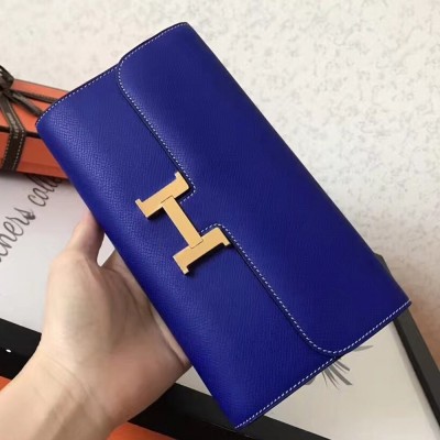 Hermes Blue Electric Epsom Constance Long Wallet TDBS27723