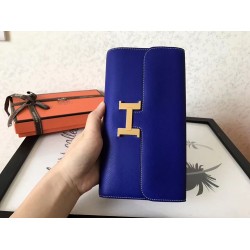 Hermes Blue Electric Epsom Constance Long Wallet TDBS27723