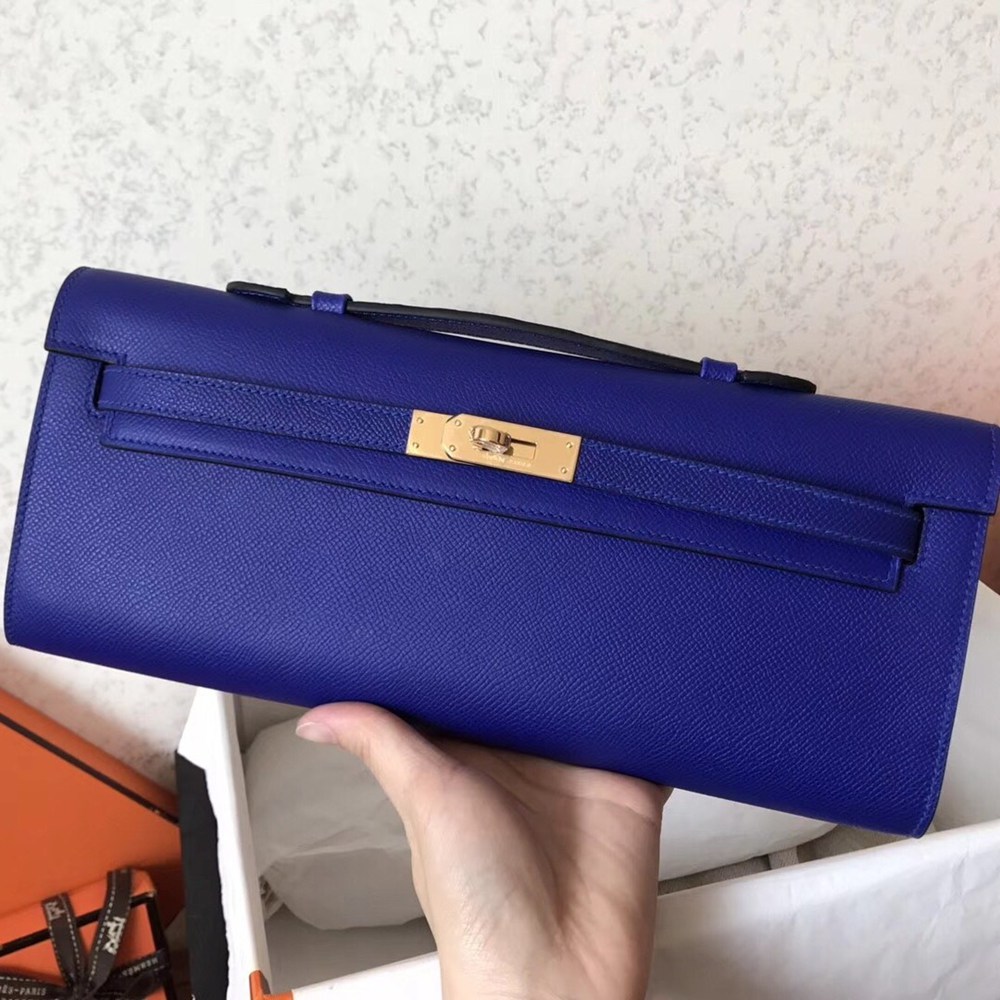 Hermes Blue Electric Epsom Kelly Cut Handmade Bag TDBS26793