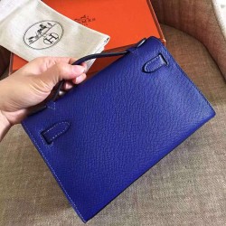 Hermes Blue Electric Kelly Pochette Epsom Handmade Bag TDBS26794