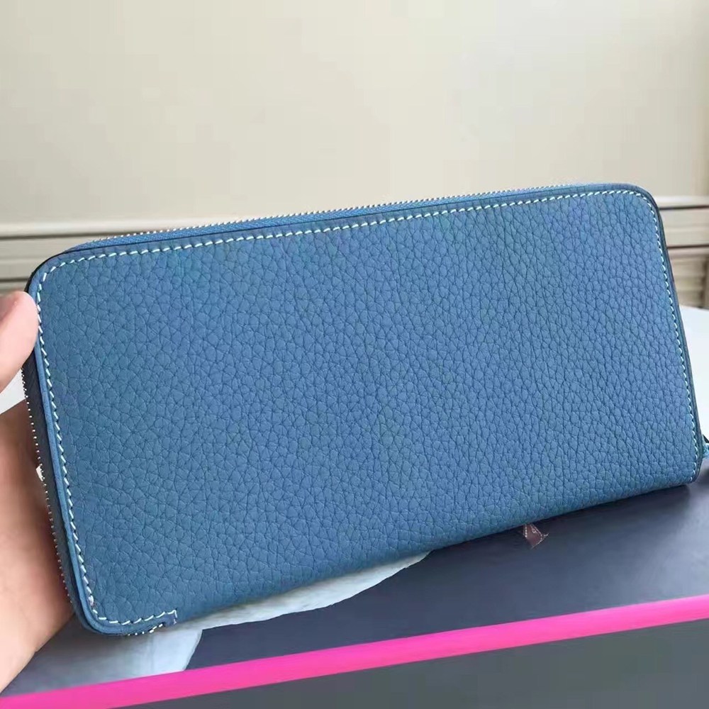 Hermes Blue Jean Azap Zipped Wallet TDBS27724