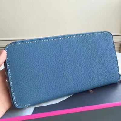 Hermes Blue Jean Azap Zipped Wallet TDBS27724