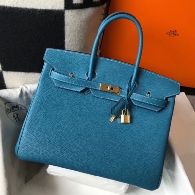 Hermes Blue Jean Clemence Birkin 35cm Bag TDBS26195