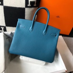 Hermes Blue Jean Clemence Birkin 35cm Bag TDBS26195