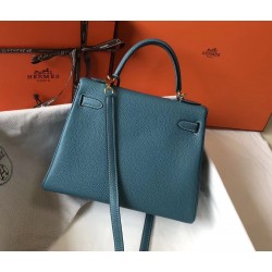 Hermes Blue Jean Clemence Kelly 28cm Bag TDBS26800