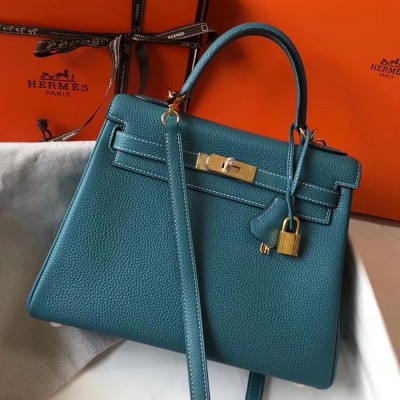 Hermes Blue Jean Clemence Kelly 32cm Retourne Bag TDBS26801