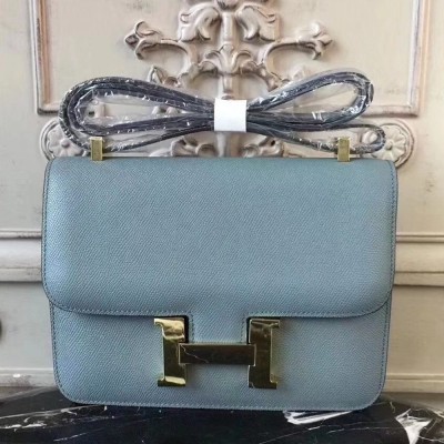 Hermes Blue Lin Constance MM 24cm Epsom Leather Bag TDBS26454