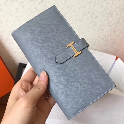 Hermes Blue Lin Epsom Bearn Gusset Wallet  TDBS27728