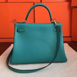 Hermes Blue Paon Clemence Kelly Retourne 32cm Handmade Bag TDBS26811