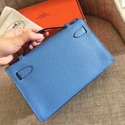 Hermes Blue Paradise Kelly Pochette Epsom Handmade Bag TDBS26812