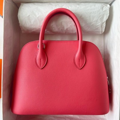 Hermes Bolide 1923 25 Handmade Bag In Rose Lipstick Evercolor Calfskin  TDBS26366