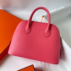 Hermes Bolide 1923 25 Handmade Bag In Rose Lipstick Evercolor Calfskin  TDBS26366