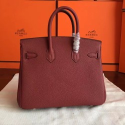 Hermes Bordeaux Birkin 25cm Clemence Handmade Bag TDBS26204