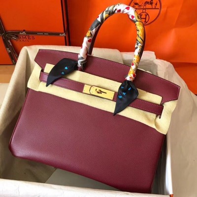 Hermes Bordeaux Birkin 30cm Epsom Handmade Bag TDBS26206