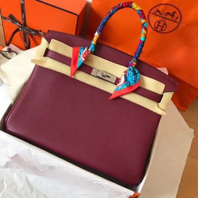 Hermes Bordeaux Birkin 35cm Clemence Handmade Bag TDBS26207