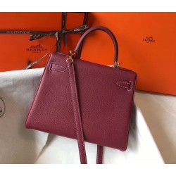 Hermes Bordeaux Clemence Kelly 25cm GHW Bag TDBS26818