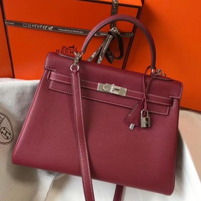 Hermes Bordeaux Clemence Kelly 32cm Retourne Bag TDBS26820