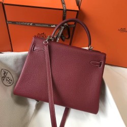 Hermes Bordeaux Clemence Kelly 32cm Retourne Bag TDBS26820