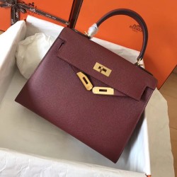 Hermes Bordeaux Epsom Kelly 28cm Handmade Bag TDBS26823