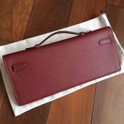 Hermes Bordeaux Epsom Kelly Cut Handmade Bag TDBS26824