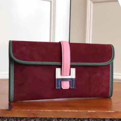 Hermes Bordeaux Suede Jige Elan 29 Clutch Bag TDBS26626