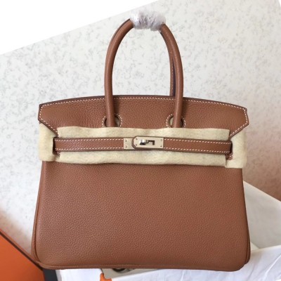 Hermes Brown Birkin 25cm Clemence Handmade Bag TDBS26211