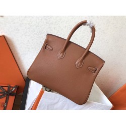 Hermes Brown Birkin 25cm Clemence Handmade Bag TDBS26211