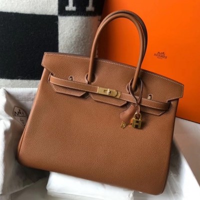 Hermes Brown Clemence Birkin 35cm Bag TDBS26215