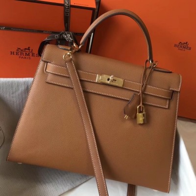 Hermes Brown Epsom Kelly 32cm Sellier Bag TDBS26828