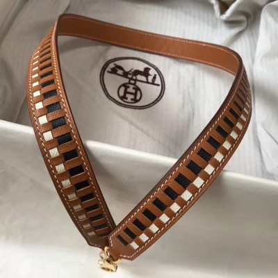 Hermes Brown Tressage Cuir 25MM Bag Strap TDBS27646