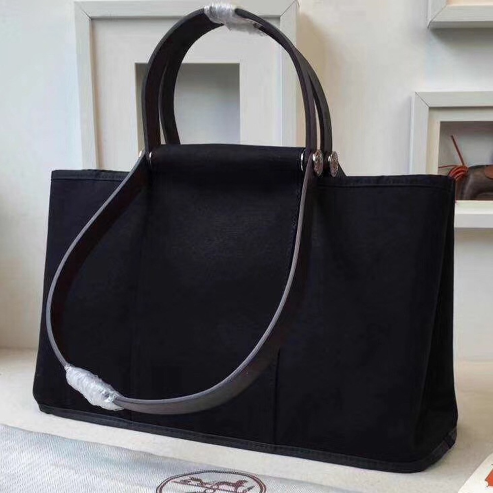 Hermes Cabag Elan Bag In Black Canvas TDBS26628