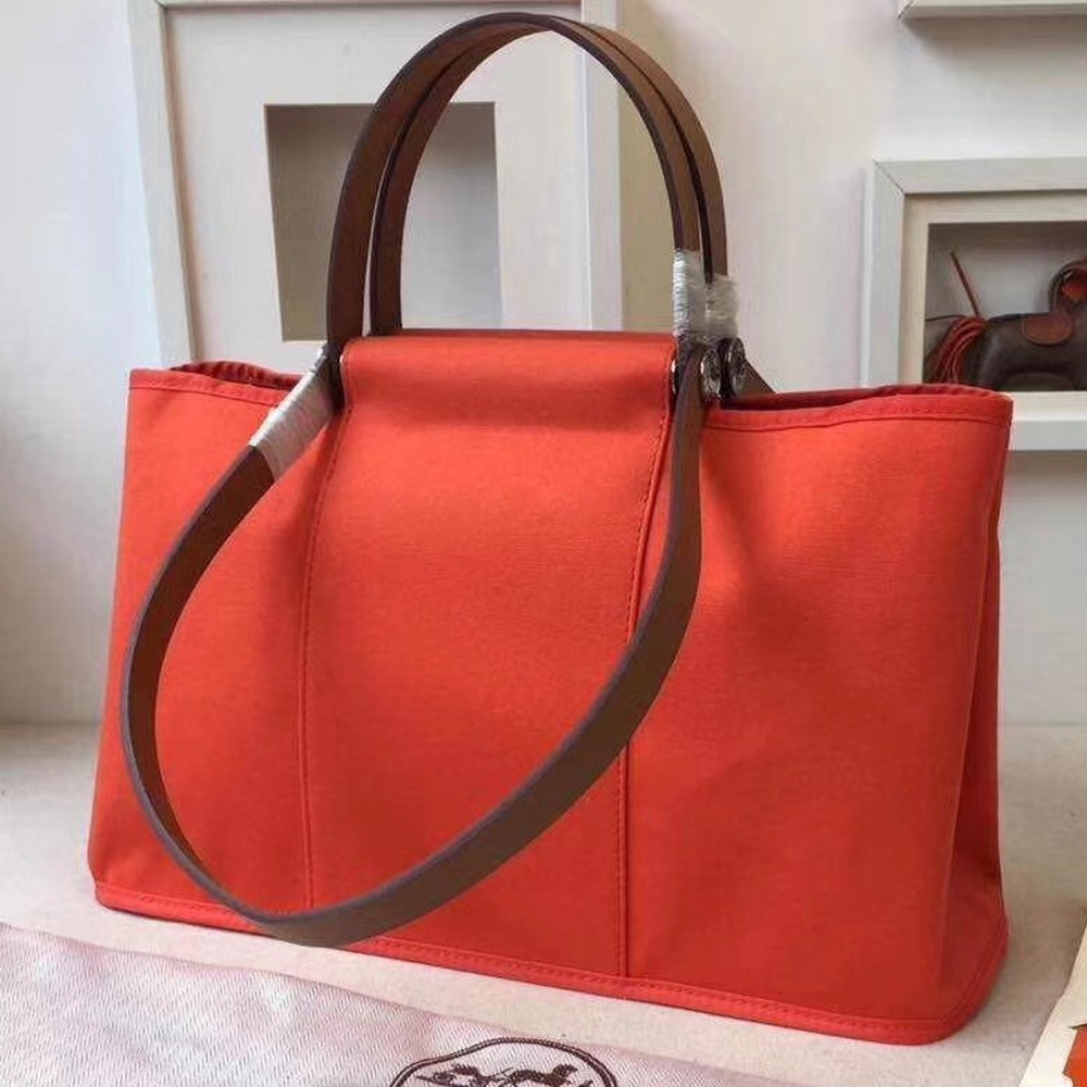 Hermes Cabag Elan Bag In Capucine Canvas TDBS26629