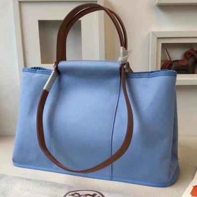 Hermes Cabag Elan Bag In Celeste Canvas TDBS26630