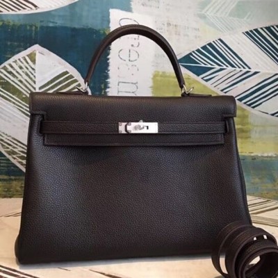 Hermes Cafe Clemence Kelly 35cm Handmade Bag TDBS26833