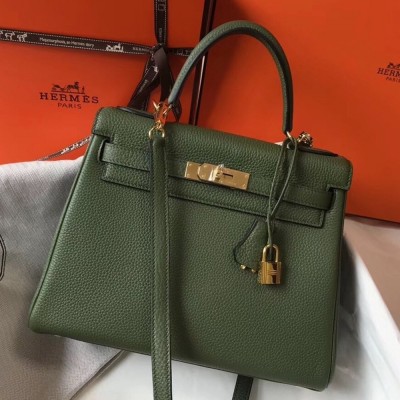 Hermes Canopee Clemence Kelly 28cm Bag TDBS26834