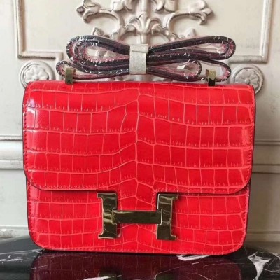 Hermes Cherry Constance MM 24cm Crocodile Bag TDBS26458