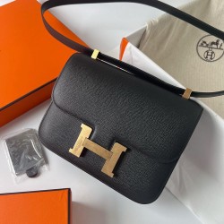 Hermes Constance 1-24 Mirror Bag In Black Epsom Calfskin  TDBS26464