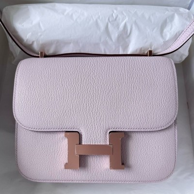 Hermes Constance 18 Handmade Bag In Mauve Pale Chevre Mysore Leather TDBS26473