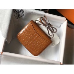 Hermes Constance 18cm Bag In Brown Embossed Crocodile TDBS26484