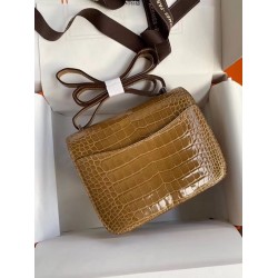 Hermes Constance 24cm Bag In Light Brown Alligator Crocodile Skin TDBS26497