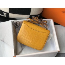 Hermes Constance 24cm Bag In Yellow Embossed Crocodile TDBS26503