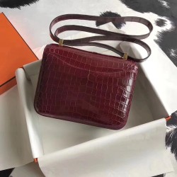 Hermes Constance 24cm Bourgogne Niloticus Crocodile TDBS26505