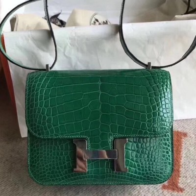 Hermes Constance 24cm Green Niloticus Crocodile TDBS26507