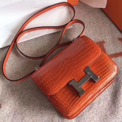 Hermes Constance 24cm Orange Niloticus Crocodile TDBS26509