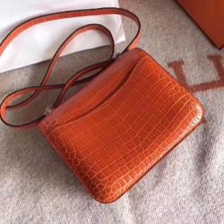 Hermes Constance 24cm Orange Niloticus Crocodile TDBS26509