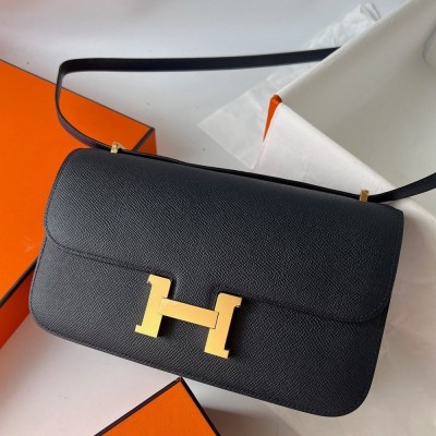 Hermes Constance Elan Handmade Bag In Black Epsom Calfskin  TDBS26512